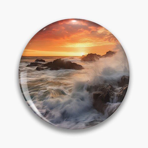 Artikelvorschau, Felsiger Strand bei Sonnenuntergang in Langzeitbelichtung - Landschaftsfotografie entworfen und verkauft von TheArtistOf2022.