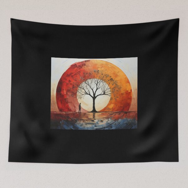 Item preview, hold moon sun tree person imagine art paint designed and sold by UILOVE.