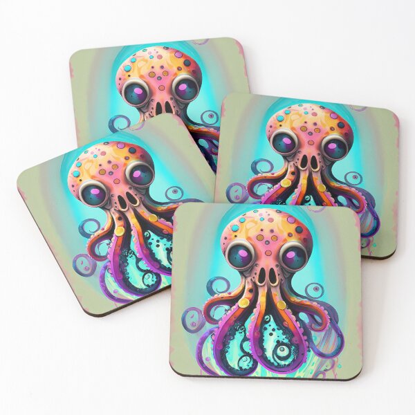Item preview, Cute Kawaii Watercolour Paint Style Pink Octopus Tentacles Fantasy Scifi Sea Creature  designed and sold by AizyAlien.