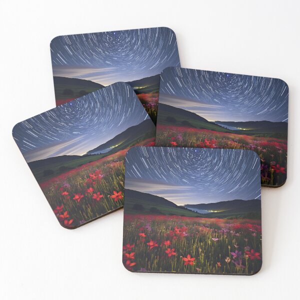 Item preview, Field with flowers landscape at night with starry sky - Landscape photography designed and sold by TheArtistOf2022.