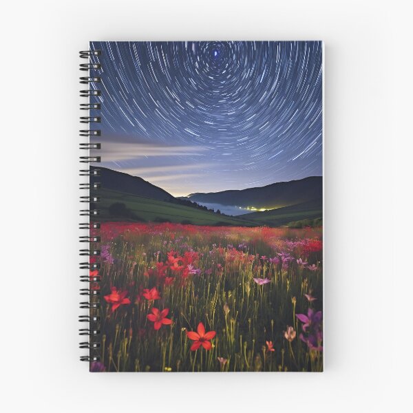 Item preview, Field with flowers landscape at night with starry sky - Landscape photography designed and sold by TheArtistOf2022.