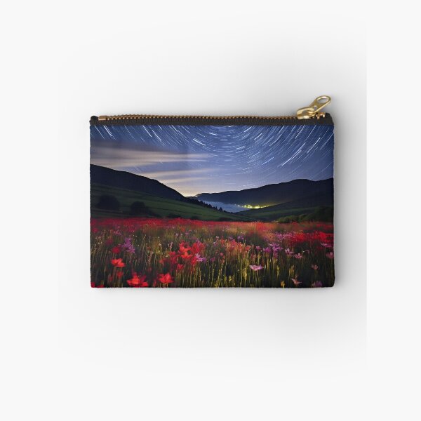 Item preview, Field with flowers landscape at night with starry sky - Landscape photography designed and sold by TheArtistOf2022.