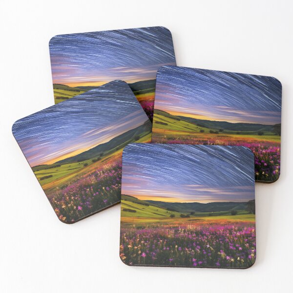 Item preview, Field with flowers landscape at night with starry sky - Landscape photography designed and sold by TheArtistOf2022.