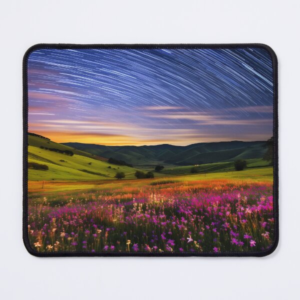 Item preview, Field with flowers landscape at night with starry sky - Landscape photography designed and sold by TheArtistOf2022.