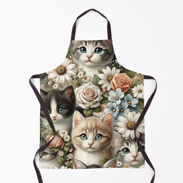 Item preview, Classic Kittens and Flowers Print - Chic Chat Créations Ref.080 designed and sold by ChicChat.