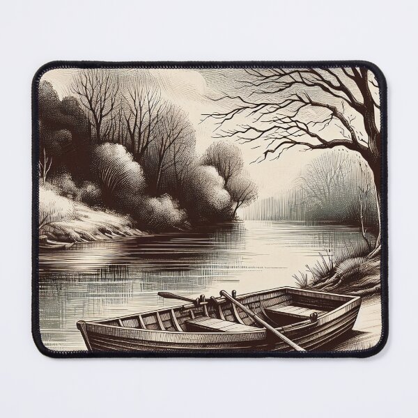 Item preview, Serene Riverbank in Monochrome Majesty designed and sold by PictorialWhimsy.