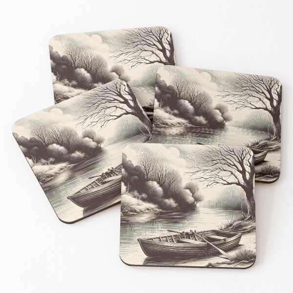 Item preview, Serene Riverbank in Monochrome Majesty designed and sold by PictorialWhimsy.