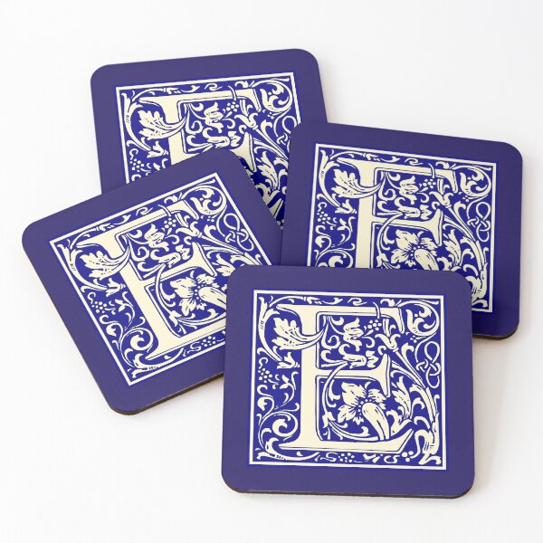 Artikelvorschau, William Morris Vintage Buchstabe E Monogramm Anfangsblau entworfen und verkauft von Jeallan Designs.
