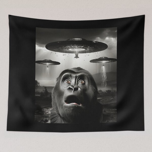 Item preview, Monkey Selfie with UFOs designed and sold by Master-Print.