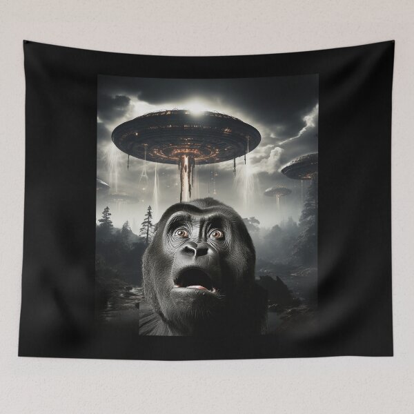 Item preview, Monkey Selfie with UFOs designed and sold by Master-Print.