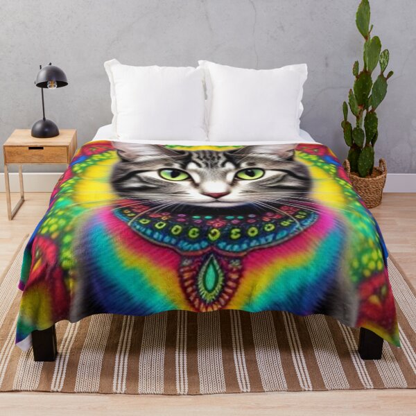 Item preview, Bright Colorful Psychedelic Cat designed and sold by TheDarkWardrobe.