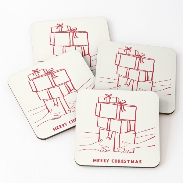 Item preview, Minimalist Christmas illustration delivering gifts. Illustration in red color trend designed and sold by AlarconStudio.