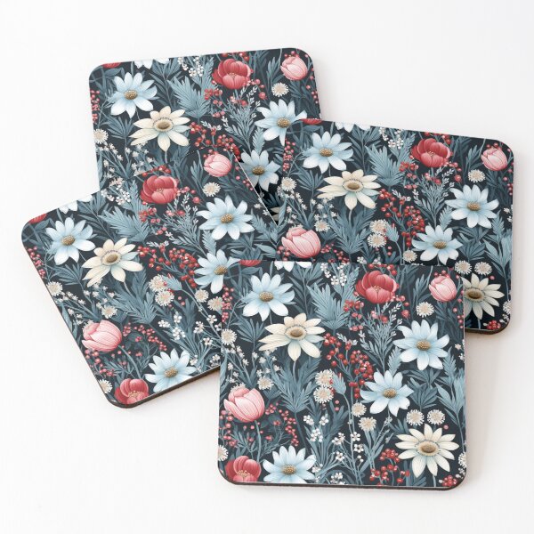 Item preview, Winter Flower Pattern - blue and red  peony and daisy Seamless Pattern - Floral Seamless Pattern designed and sold by Lam Assia.