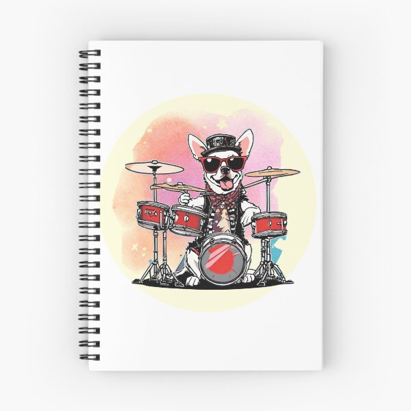 Artikelvorschau, INDI ROCK DOG DRUMMER – Rocker-Hund – Rock-Hund – Schlagzeuger-Hund entworfen und verkauft von Musicians-world.