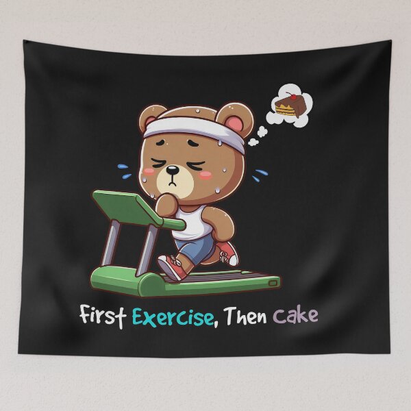 Item preview, First Exercise, Then Cake Cute Kawaii designed and sold by TeddybearClub.