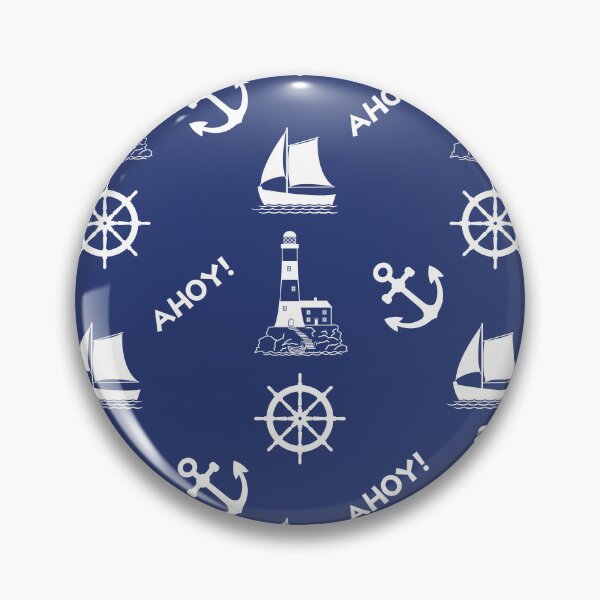 Item preview, Sailing Illustrative Pattern White on Navy Blue designed and sold by NataliePaskell.