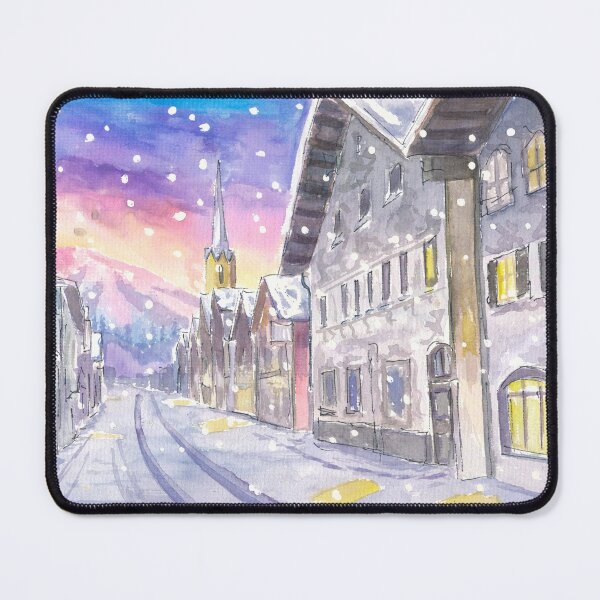 Item preview, Garmisch Partenkirchen Main Street Winter Scene with Mountain View designed and sold by artshop77.
