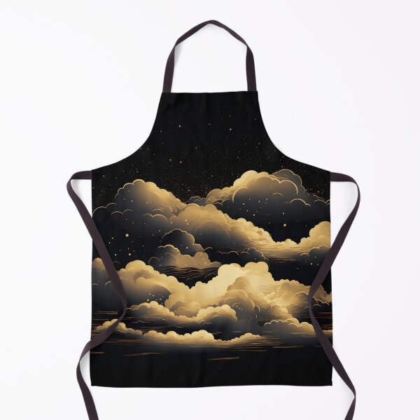 Aperçu de l'œuvre impression illustrative de motif de nuages dorés et noirs créée et vendue par dcrc.