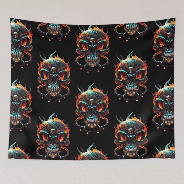 Item preview, Flaming skull with tentacles designed and sold by MadinaFatt.