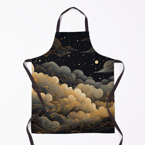 Aperçu de l'œuvre impression illustrative de motif de nuages dorés et noirs créée et vendue par dcrc.