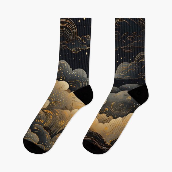 Item preview, gold and black cloud pattern illustrative print designed and sold by dcrc.