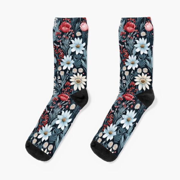 Item preview, Winter Flower Pattern - blue and red  peony and daisy Seamless Pattern - Floral Seamless Pattern designed and sold by Lam Assia.