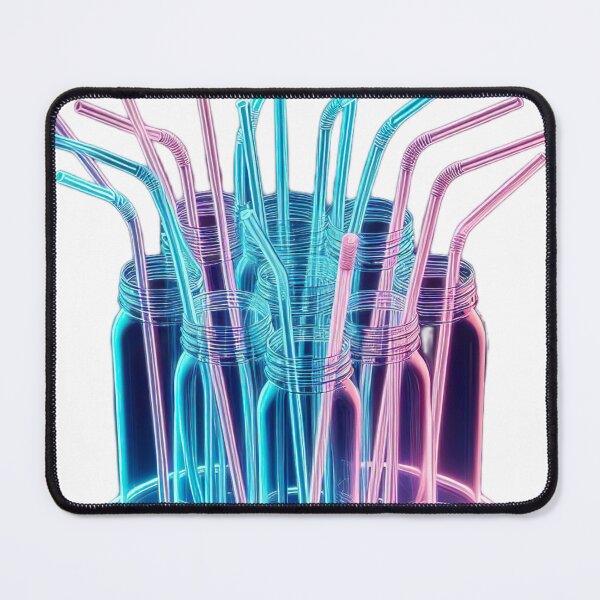 Item preview, "Neon Water Straw: Large Transparent 3D on Dark Background" designed and sold by Huycao211.