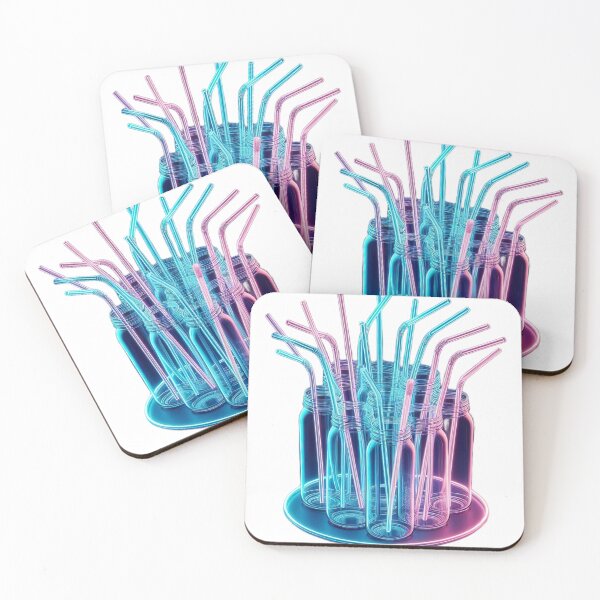 Item preview, "Neon Water Straw: Large Transparent 3D on Dark Background" designed and sold by Huycao211.