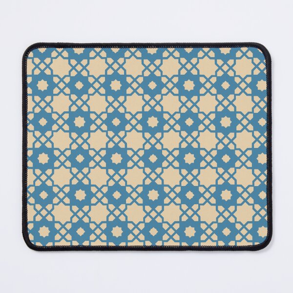 Item preview, Cerulean Blue Beige Star Square Mediterranean Moroccan Classic Geometry Warm Pattern designed and sold by PenguinForests.