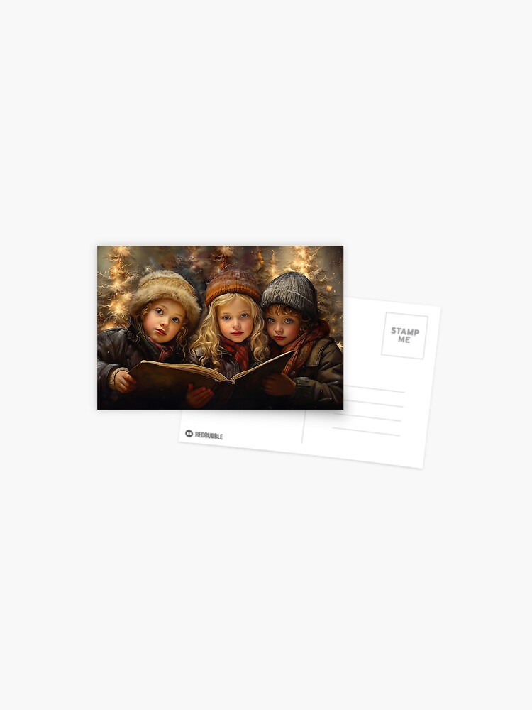 Thumbnail 1 of 2, Postcard, The Carolers designed and sold by phatpuppyart.