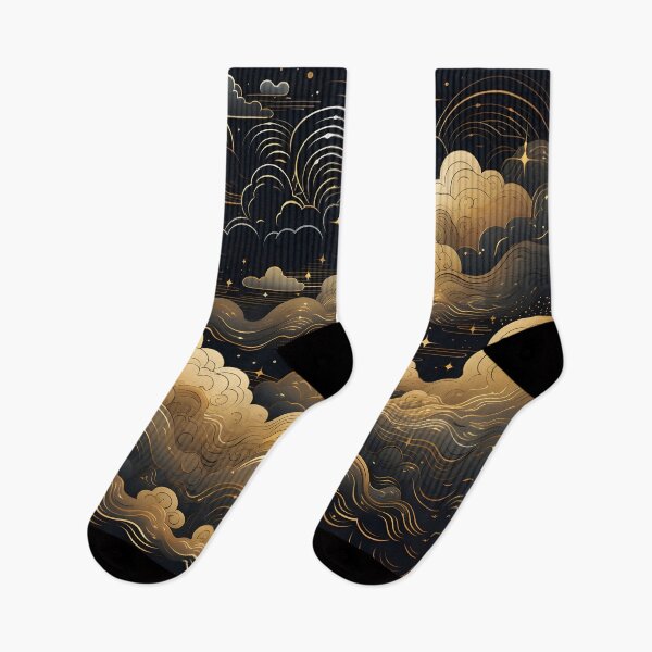 Item preview, Gold and black cloud pattern illustrative print designed and sold by dcrc.