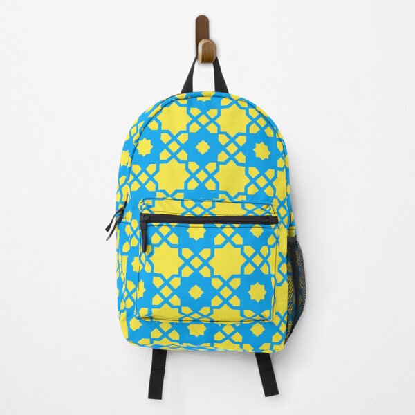 Item preview, Bright Blue Yellow Star Grids Square Sunshine Carnival Starlight Snowflakes Motifs Pattern designed and sold by PenguinForests.