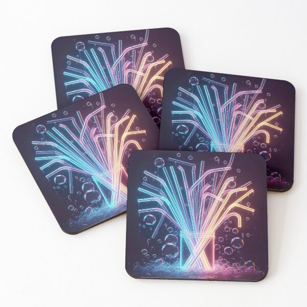 Item preview, "Neon Water Straw: Large Transparent 3D on Dark Background" designed and sold by Huycao211.