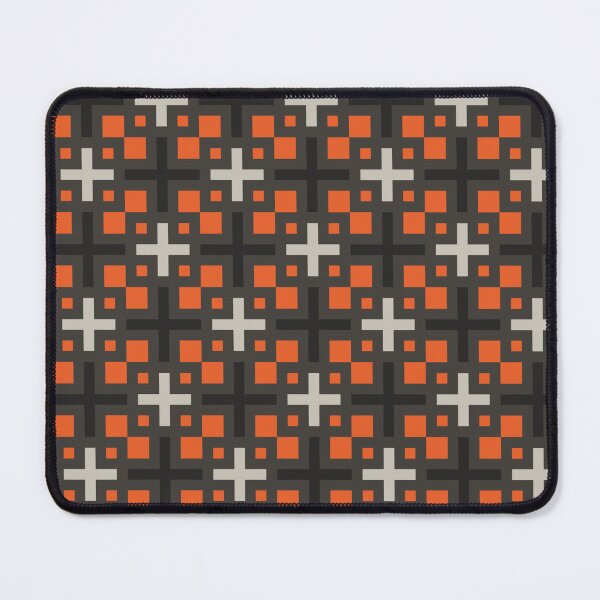 Item preview, Charcoal Burnt Orange Crosse Square Pixels Pluses Bold Modern Architecture Tech-Inspired Pattern designed and sold by PenguinForests.