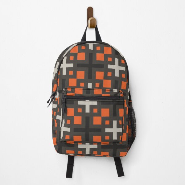 Item preview, Charcoal Burnt Orange Crosse Square Pixels Pluses Bold Modern Architecture Tech-Inspired Pattern designed and sold by PenguinForests.