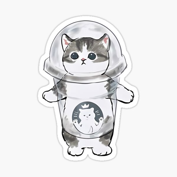 Vista previa del artículo con la obra «Gato de té con leche en una taza», diseñado y vendido por AsiaTownStore.