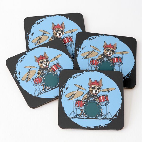 Item preview, ROCK PUNK DRUMMER DOG 5 – rock dog - hard rock dog – drummer dog designed and sold by Musicians-world.