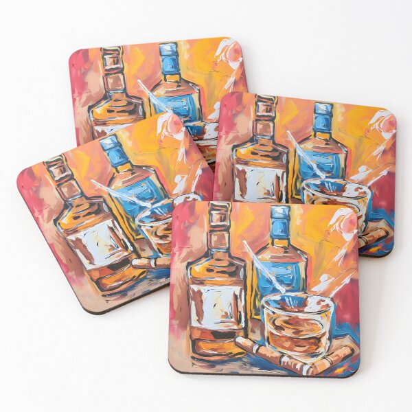 Item preview, Spirited Harmony - A Playful Dance of Colors in the Warm Embrace of Whiskey and Cigar AI Generated designed and sold by OlfactoART Studio.