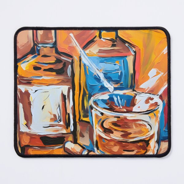 Item preview, Spirited Harmony - A Playful Dance of Colors in the Warm Embrace of Whiskey and Cigar AI Generated designed and sold by OlfactoART Studio.