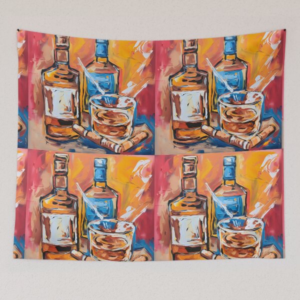 Item preview, Spirited Harmony - A Playful Dance of Colors in the Warm Embrace of Whiskey and Cigar AI Generated designed and sold by OlfactoART Studio.