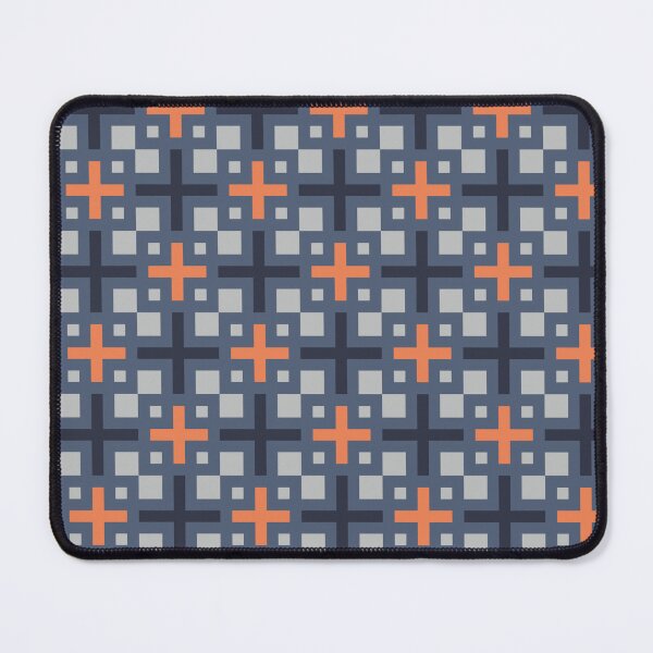 Item preview, Slate Grey Orange Plus Square X-shapes Grid Industrial Urban Architectural Mosaic Pattern designed and sold by PenguinForests.