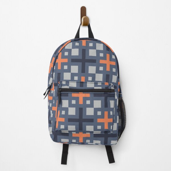 Item preview, Slate Grey Orange Plus Square X-shapes Grid Industrial Urban Architectural Mosaic Pattern designed and sold by PenguinForests.