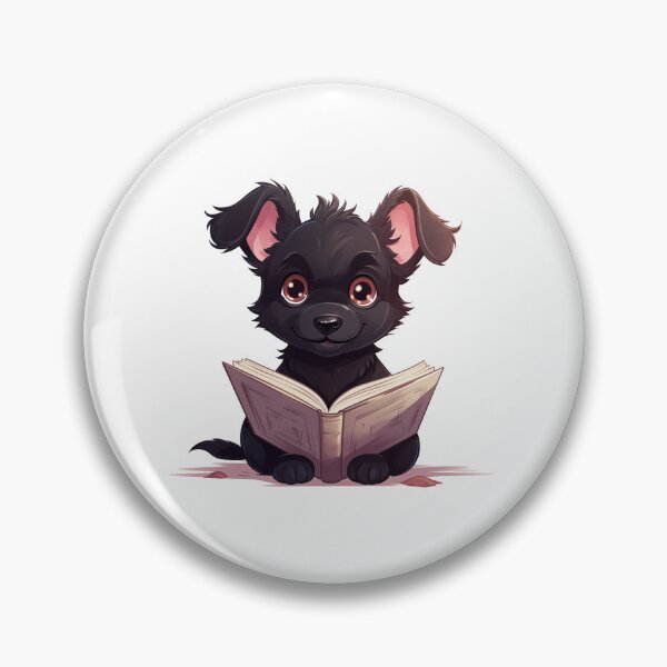 Item preview, Cute black dog reading a book designed and sold by HappyStickBike.