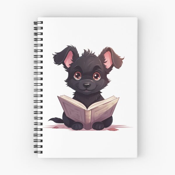 Item preview, Cute black dog reading a book designed and sold by HappyStickBike.