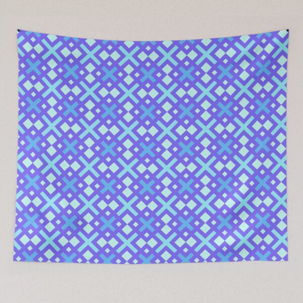 Item preview, Lavender Sky Blue Periwinkle Crosses X-Shaped Ice-like Futurism Pixels Lattice Pattern designed and sold by PenguinForests.