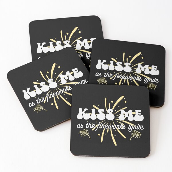Item preview, Kiss Me As The Fireworks Ignite - Romantic New Year Celebration (White and Yellow Design) designed and sold by Spiprinto.