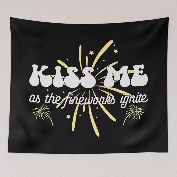 Item preview, Kiss Me As The Fireworks Ignite - Romantic New Year Celebration (White and Yellow Design) designed and sold by Spiprinto.