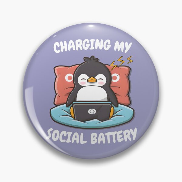 Item preview, Social battery in charge cute penguin designed and sold by ChataMaroon.