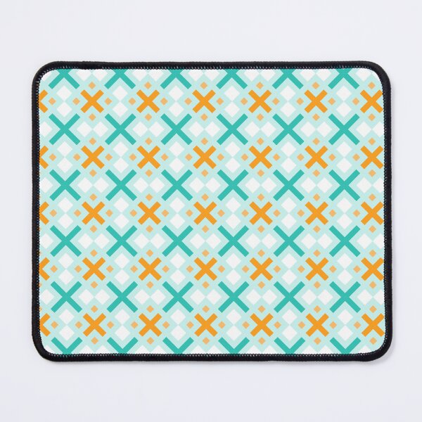Item preview, Green Coral Yellow Cross X-shape Square Grid Refreshing Tropical Beach Summer Mosaic Pattern designed and sold by PenguinForests.