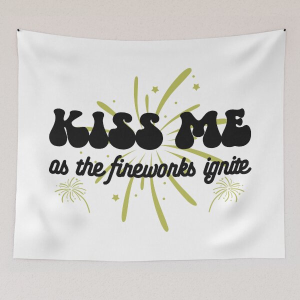 Item preview, Kiss Me As The Fireworks Ignite - Romantic New Year Celebration (Black and Yellow Design) designed and sold by Spiprinto.